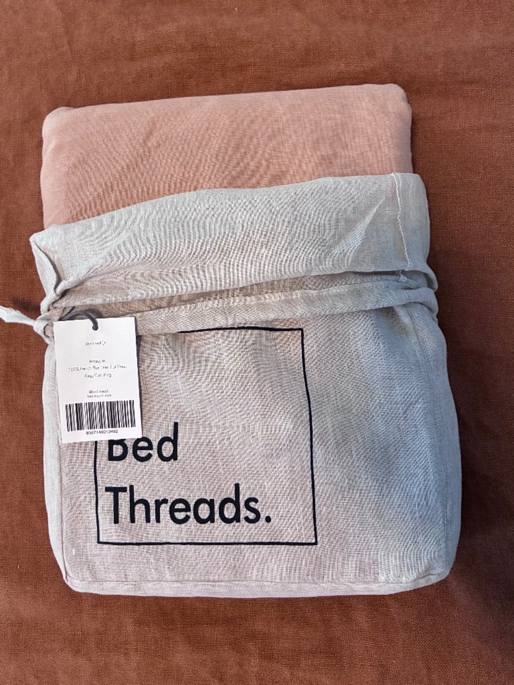 NWT Bed Threads 100% Flax Linen Terracotta KING / CALI KING FLAT SHEET